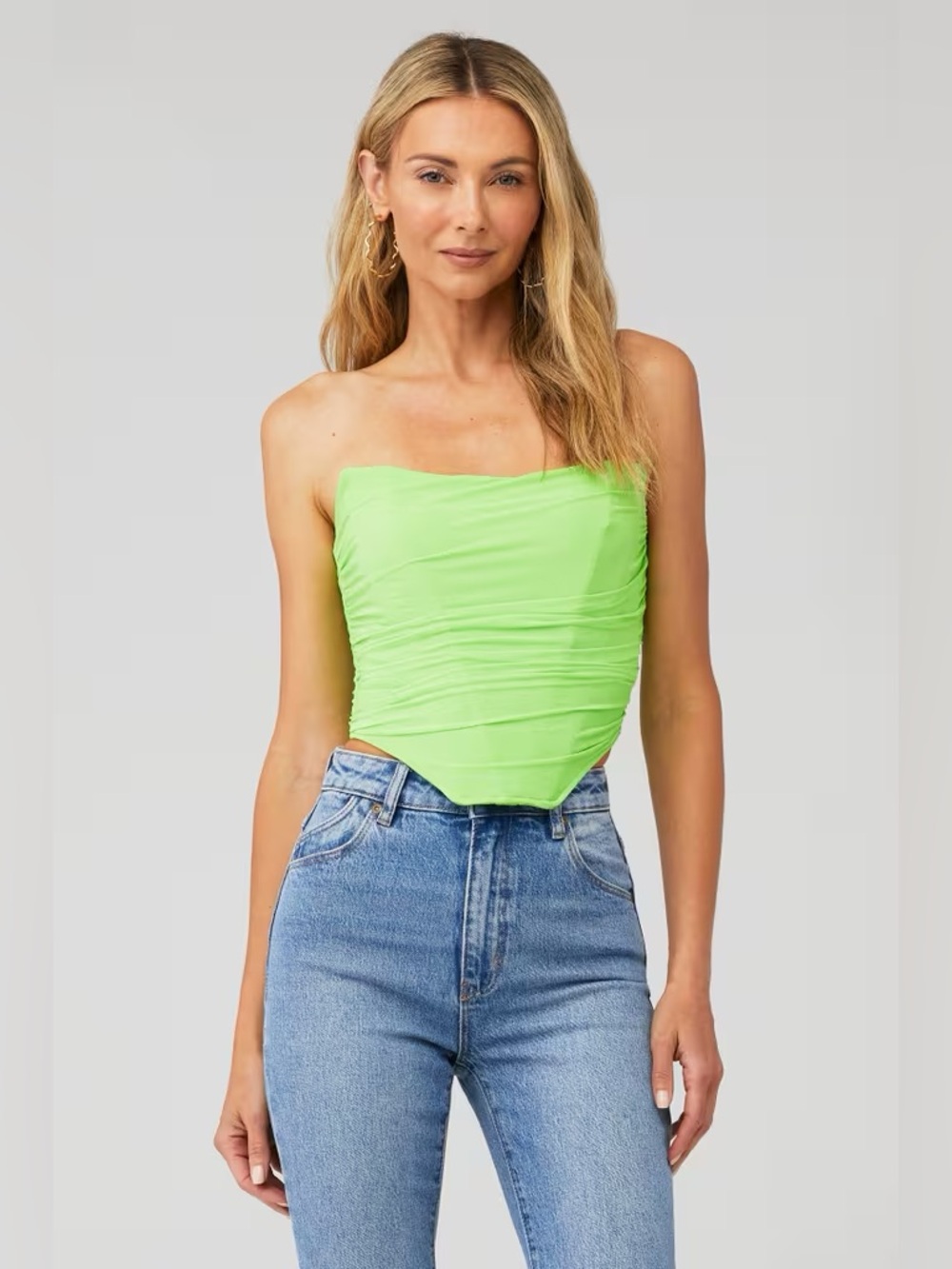 NWT Steve Madden Women's Dahlia Strapless Corset Top in Neon Green Size XS